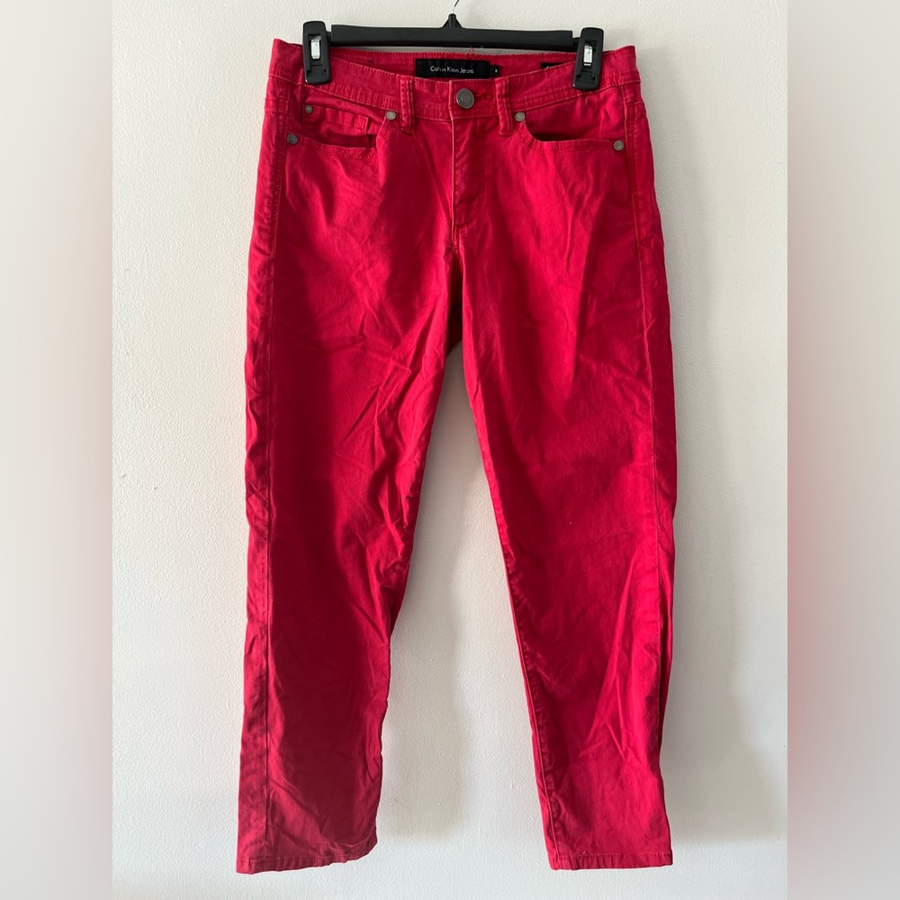 Calvin Klein Jeans Red Skinny Cropped